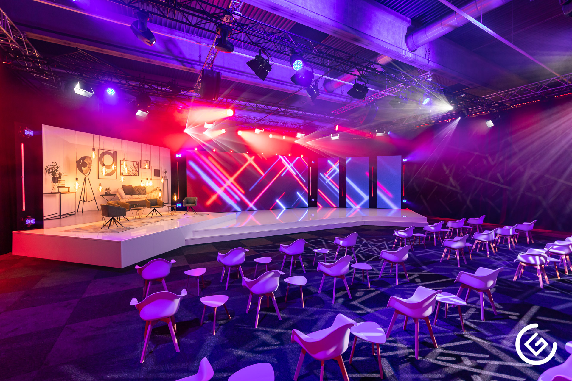 Hintergrund aus LED-Wänden bei b&b Studio